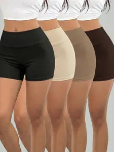 4-Pack Women's Slim Fit Shorts for Home, Casual Stylish and Breathable Bottoms, Perfect for Everyday Wear and Outings, Athleisure Casual Shorts