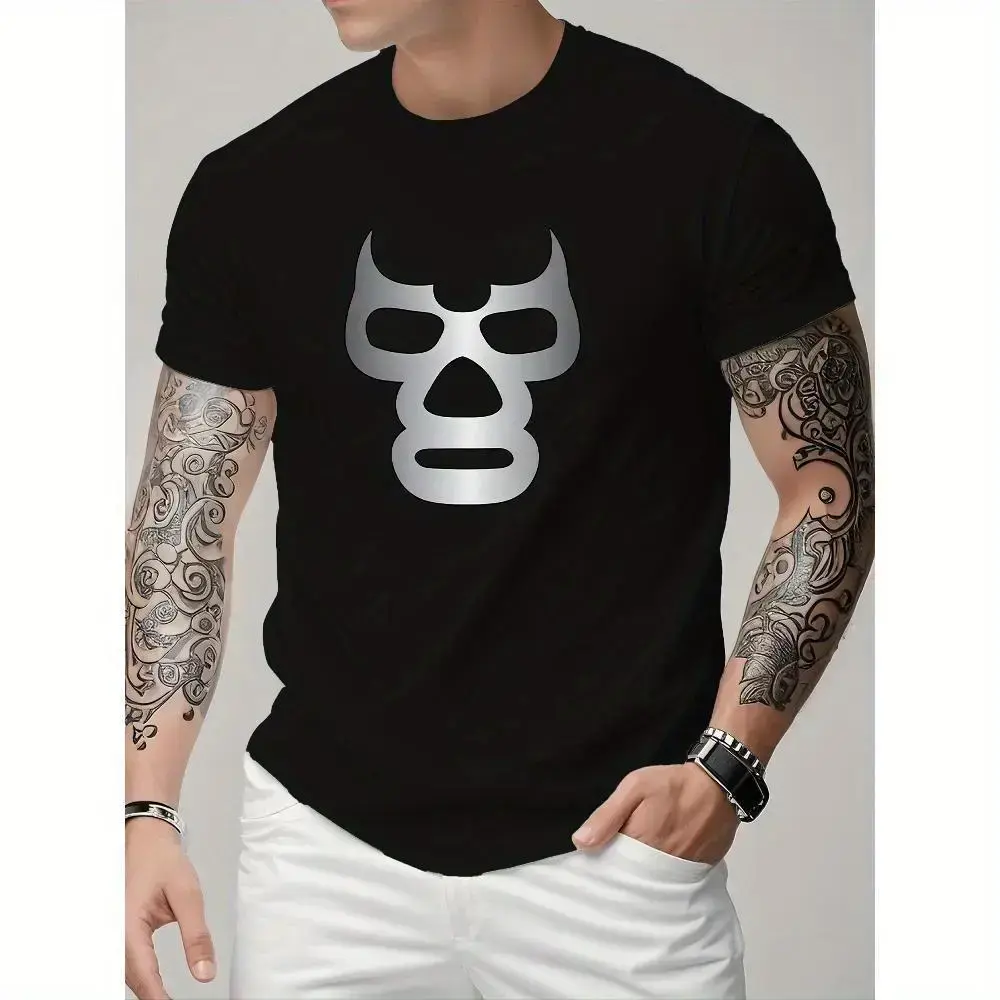 Men's fully printed short-sleeved T-shirt - summer casual crew neck polyester shirt, light and breathable, fashionable full coverage design, suitable for outdoor wear zt01
