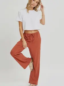 Linen Straight Leg pants in Terra Cotta