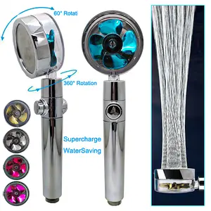 360-Degree Rotating High-Pressure Shower Head with Built-in Fan, Water-Saving ABS Rain Spray Nozzle, Bathroom Accessories.