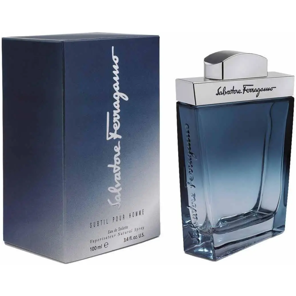 Salvatore Ferragamo Subtil Pour Homme EDT Spray - 3.4 oz/100 ml Single Item 100 ml Perfume for Men, Featuring Lotus Leaves, Ginger, Cardamom