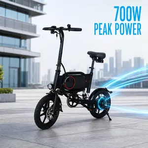 700W Peak  Electric Bike, 36V 7.5AH Battery 35KM Range, 14" Tire 25KM/H Commuter E-Bike with Dual Disc Brakes, IP54 Waterproof, Max 120KG Load & Digital Display hybrid adult ebike plegable
