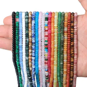 Natural Smooth Rondelle Crystal Gemstone Beads 2x4MM for DIY Jewelry Making 15.5inch Strand Semi-Precious Stone Jasper for Bracelet Necklace Handmade Projects 39CM Length