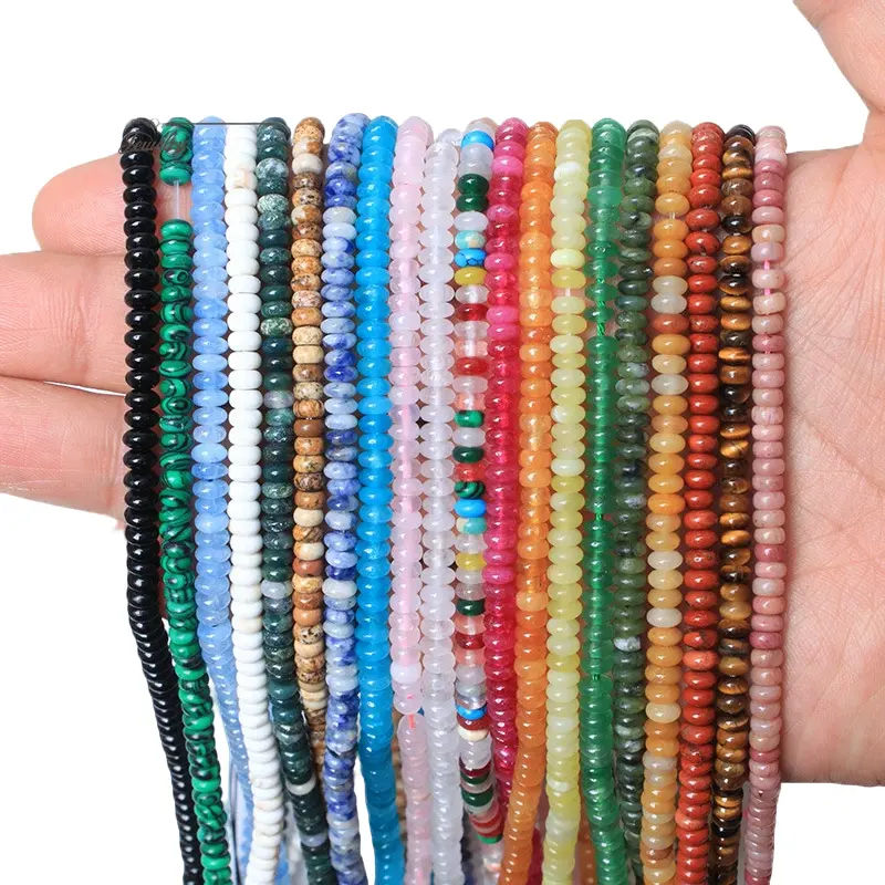 thumbnail image 2 of Natural 2x4mm Multicolor Gemstone Rondelle Bead Stretchy Bracelet – 7.5 Inch, AAA, Handmade 2 of 6
