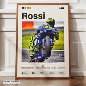 Valentino Rossi Poster, Rossi Yamaha Wall Art, Framed Rossi MotoGP, Motorsport Grand Prix Decor, Motorcycle Racing Artwork, Rossi MotoGP, GP