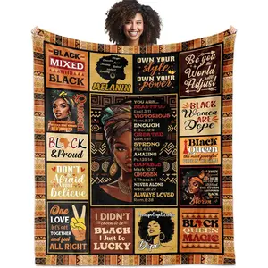 African American Gifts for Black Women, Afro Gift for Black Lady Girl Positive Blanket 60"X50", Best Friends Encouragement Inspirational Healing Gift for Birthday Mothers Day
