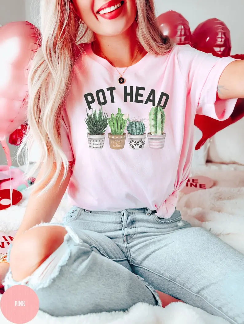 Pot Head Tshirt, Plant Lover Gift, Plant Mom Shirt, Gardener Shirt, Succulent Shirt