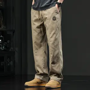 Men's autumn vintage casual pants, loose and versatile long trousers, men's straight-leg sports cargo pants.