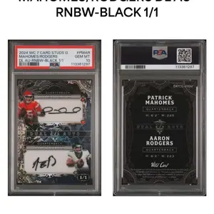 2024 WILD CARD 7 CARD STUDS HOBBY GALAXY DUAL AUTOGRAPHS MAHOMES/RODGERS BLACK 1/1