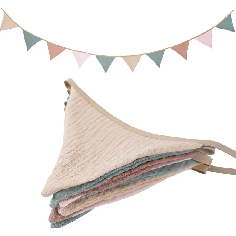 Pennant Banner Bunting Flags Multicolor, Garland Triangle Banners Fabric for Boho Shower Wedding Party Decorations Nursery Playroom Decor(Pastel)