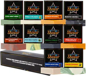 10 PACKS Shower Star Bar Soap Body Wash For Men 5 Oz Daily Use Natural Shower Soap Men's Soap Long Lasting Freshness Olive & Natural Oils NonGMO Blend Deodorant Eucalyptus Gift