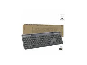 Logitech Signature Slim Solar+ K980 for Business, Wireless Keyboard, Quiet Typing, Secure Receiver, Bluetooth, Windows, Mac - Graphite - Wireless Connectivity - Bluetooth/RF - 5.1 - 32.81 ft - 2.40 GH