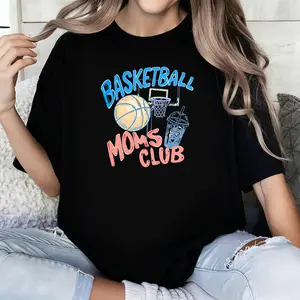 Basketball Moms Club T-Shirt, Gameday Doodle Basketball Tee, Trendy Women's Basketball Shirt, Sports Mom Shirt, Game Day Tee