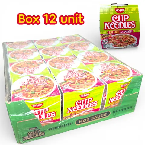Nissin Hot Sauce con Camaron 12 Pack - Spicy Shrimp Flavor for Enhanced Dishes