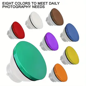 8 Color Photography Softbox, Diffusion Cloth, 7 Inch Standard Flash Light Hood, 55 Degree Soft Light Protector