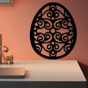 1pc Easter Egg Metal Wall Art, Easter Egg Statue Mural, Perfect for Living Room Wall, Easter Decor, Ideal Gift for Easter Lovers, Powder-Coated Metal