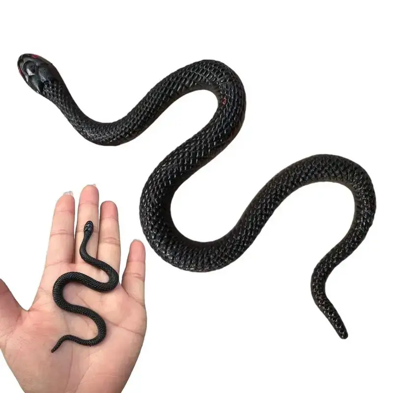 Scary Black Soft Rubber Snake Novelty Fake Snake Toys Children Adults Favorite Halloween Party Funny Prank Props