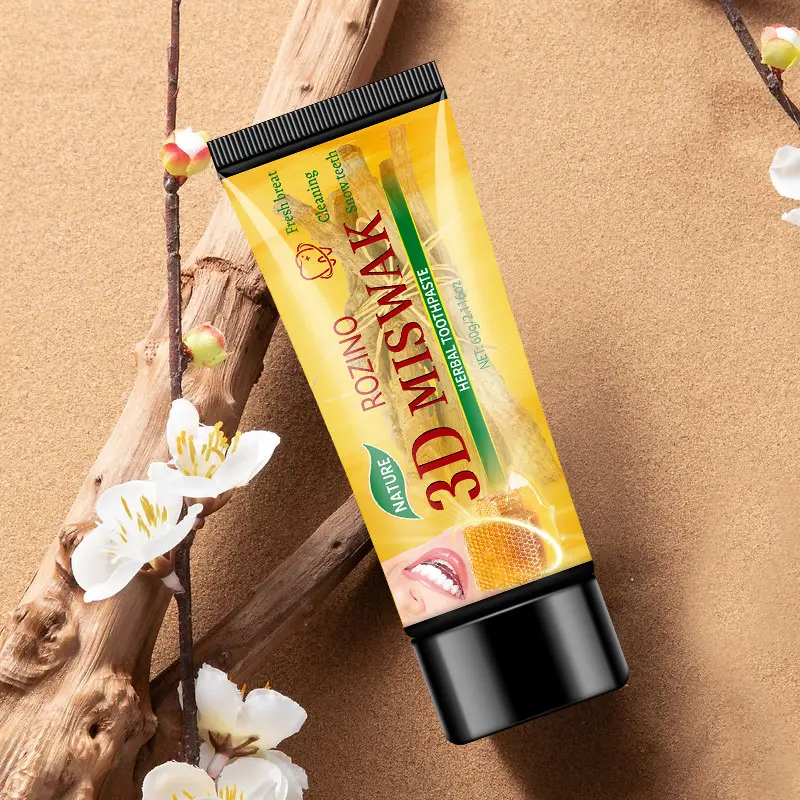 Rozino 3D Miswak Herbal Toothpaste with Paan Flavor - Fluoride-Free for Gum Care Fresh Breath & Natural Oral Hygiene