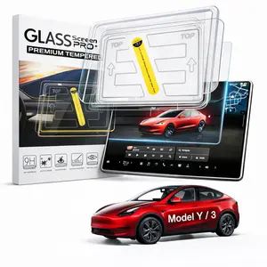 Tempered Glass Screen Protector for Tesla Model Y/3 Display- 2 Pack 9H Tempered Glass Anti Fingerprint HD Clear