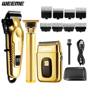 WEEME 3-Piece Men'S Professional Hair And Beard Trimming Set, Cordless Clippers With Led Display, Precision Trimming Kit, Usb Rechargeable, Ideal For Home Use, Perfect Festival Gift, Haircut Trimmer Kit