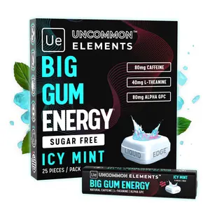 Energy Gum for Better Focus with Liquid Core Center  |  Icy Mint Flavor (Sugar Free) |  Natural Caffeine + L Theanine + Alpha GPC  |  Available in Packs of 10, 25, or 75 Pieces