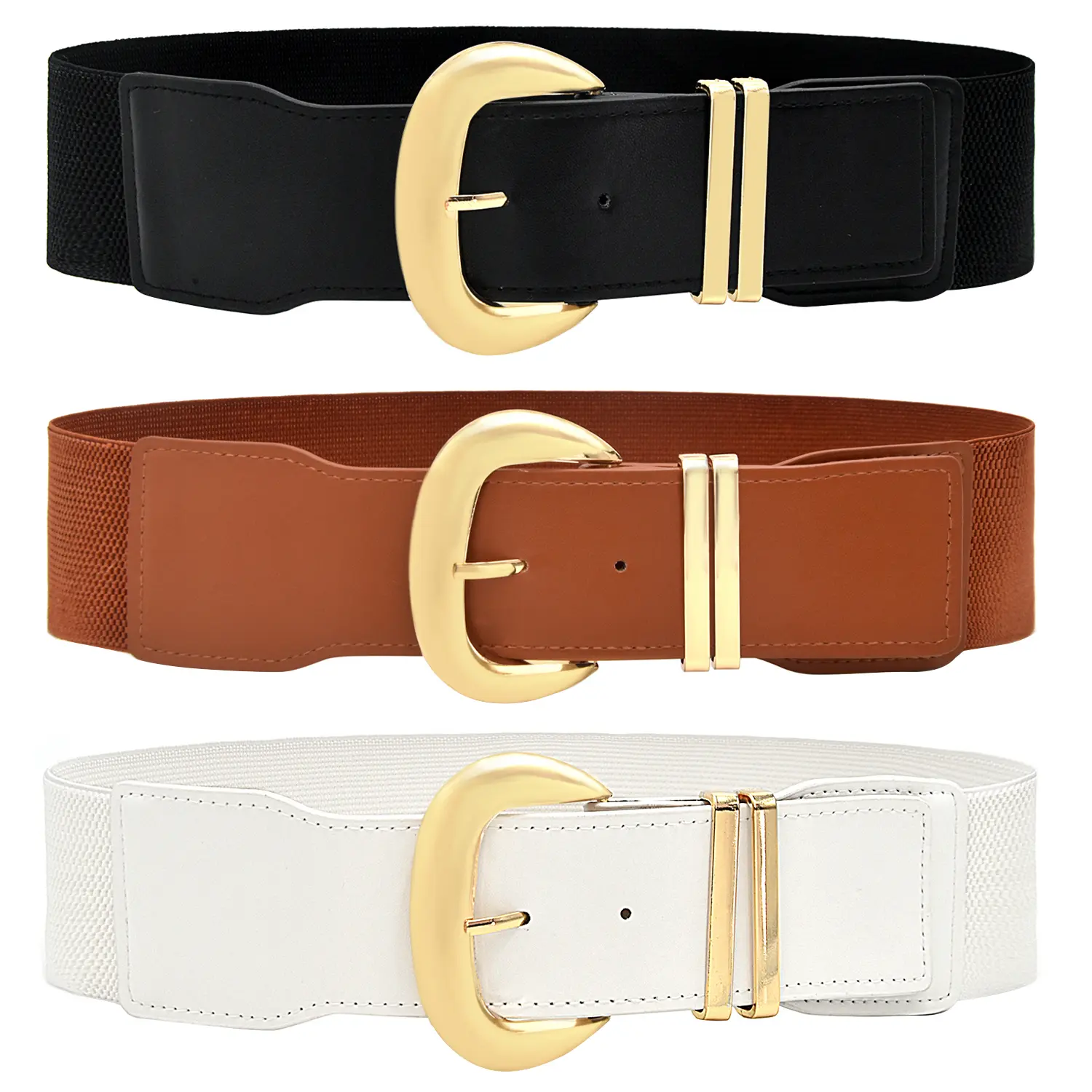 DUOXIN 3 Pieces Wide Stretchy Belt for Women, Fashion Elastic Belts Ladies  Waist Belt Stretchy Cinch Belts Waistband with Metal Buckle for Dresses,  Shirt, Coat - TikTok Shop