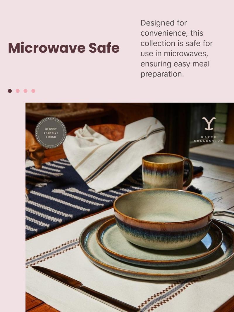 {AUTHENTIC} Yellowstone 12-Piece Ceramic Dinnerware Sets - variations yellowstone  dinnerware plate  bowl