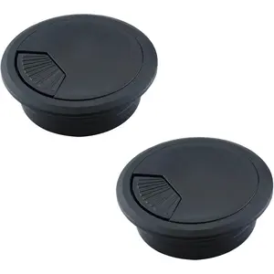 [2 Pack] Desk Grommet 2 Inch Sturdy Plastic Desk Hole Cover for Cables Detachable Hole Grommet for Organizing  & Office Table Cables - Black