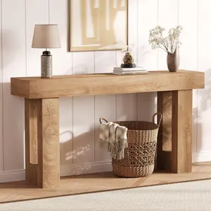 63 Inch Long Console Table, Wooden Couch Table Behind Sofa, Farmhouse Entryway Table