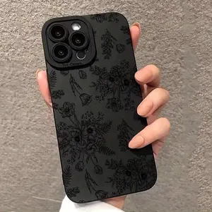 Black Pattern Premium Phone Case for iPhone 11 12 13 14 15 iPhone 14 13 12 11 XS XR X 7 8 6s Mini Plus Pro Max SE Series, Suitable as Easter, Christmas, Halloween Gift for Girlfriend, Boyfriend, Friend or Yourself Compatible with Samsung Galaxy S25