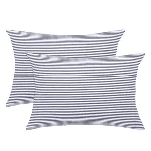 Unique Bargains 2 Pack Woven Striped Lumbar Throw Pillow Cover Set Decorative Cushion Covers Rectangle Farmhouse Pillow Case for Sofa Bedroom Car