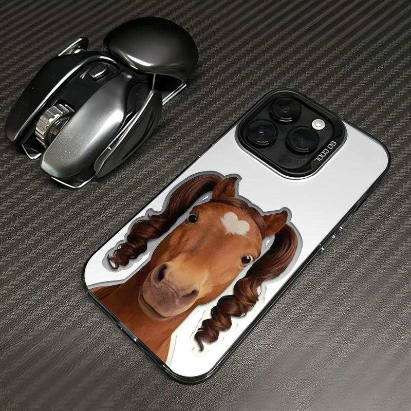 Hilarious Horse With Long Hair Print Phone Case Durable Hard Acrylic Back Case With An Anti-Yellowing Coating, Made From High-Quality Designed For Reliable Drop Protection For Your Phone For iPhone 17.16.15.14.13.12.11.X.XS.XSMAX.XR.8.7