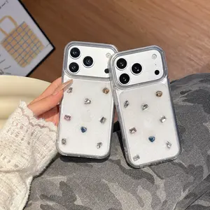 Luxury Full Rhinestone Gem Phone Case for iPhone 11 12 13 14 15 16 17 Pro Max Plus Air Phone Case Epoxy Bling Cover for Women