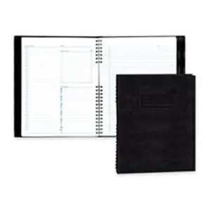 212 MAIN Hardcover Daily Planner-Notebook, Recycled Paper, 7AM-11:30PM Schedule, 11in x 8.50in Black, Twin Wire Binding, Check-Boxes, Task Tracking