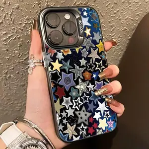 Star Pattern Phone Case, Anti-drop Phone Protector Cover, Stylish Shockproof Cover, Durable, Protection, Phone Accessories Compatible with iPhone 16 15 14 13 12 11