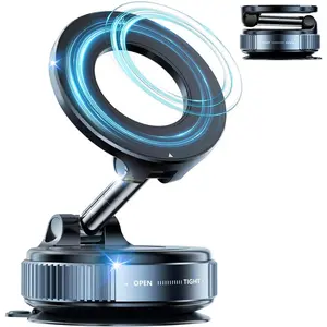 Universal Magnetic Car Phone Holder - Strong Vacuum Suction Cup Mount for All Smartphones & Vehicles | Foldable Design Works on Dashboard, Gym & Bathroom Mirrors #TOP PICKS