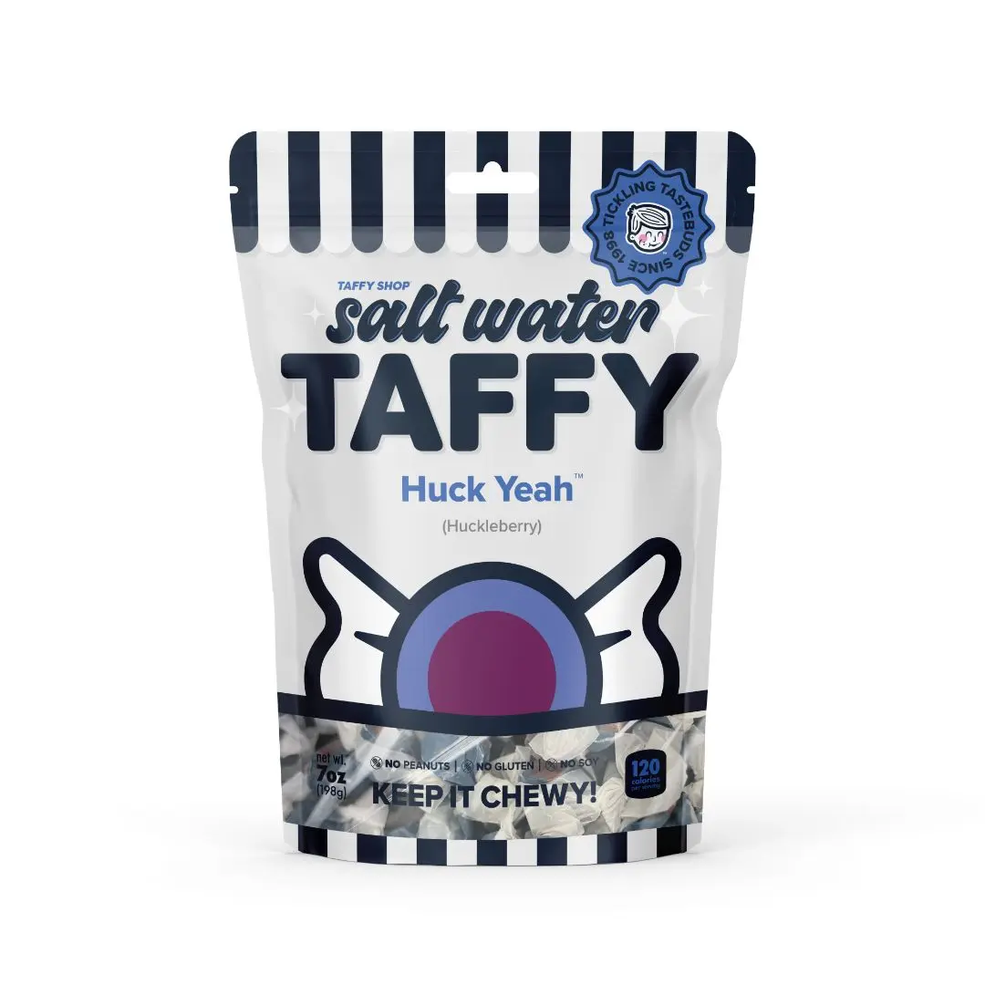 Taffy Shop, Huck Yeah Salt Water Taffy - Soft, Sweet & Chewy Huckleberry Candy