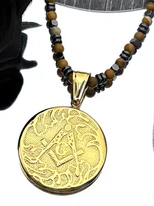 Mason Badge Freemasonry Chain For Women Men Stainless Steel Gold Color Reiki Healing Amulet Faith Pendant Necklace Goth Necklace Gifts Jewelry Gift