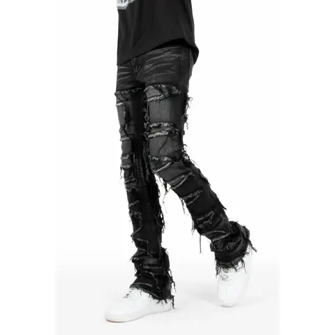 Shake Dark Grey Stacked Flare Jean