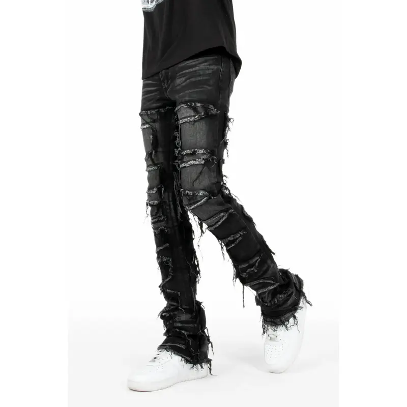 Shake Dark Grey Stacked Flare Jean