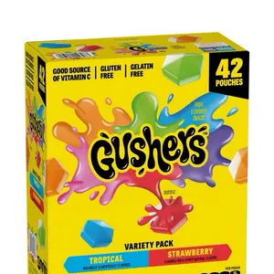 Gushers Strawberry and Tropical Flavors Variety  0.8 oz., 42 Ct. Sweet Fruit Snack Bonbon Sugar