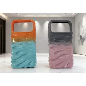 Ripple Wave Edge Phone Case, Compatible with 17/16/15/14/13 Pro Max, 14/15 Plus, Cute Aesthetic Glossy Silicone Cover, Protective Shockproof Slim Soft Case