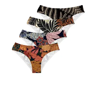 Men's Tropical Print Triangle Swim Briefs, Palm Leaf Beach Graphic Swimwear, Quick-Dry Elastic Waist Pool Trunks, Summer Vacation Swim Shorts for Men