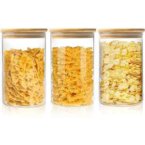 Glass  Storage Jars 32 OZ Set of 3, 3 Pack Airtight  Storage Jar with  Lid, Clear  Canisters for Nuts, Coffee Beans, Sugar, Flour, Snacks,  and  (950ml)