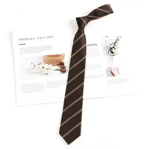 TOP Custom Handmade Vintage Brown Striped Star Necktie for Women Retro Academia Style Neck Accessory Trendy JK Preppy Tie