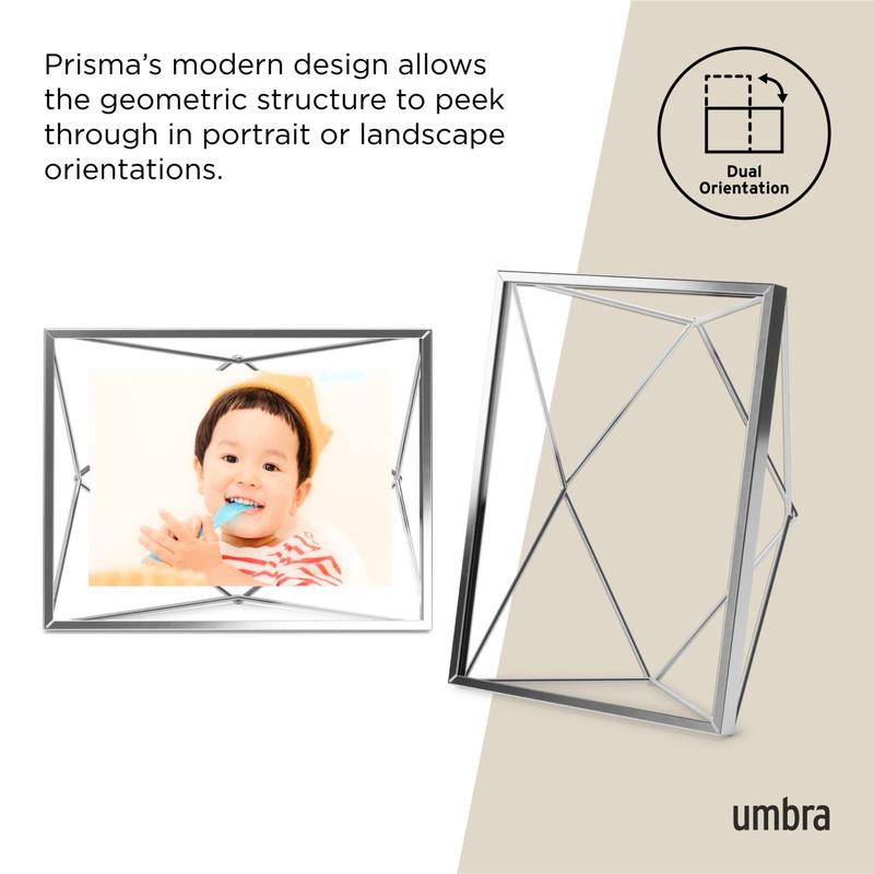 Umbra Prisma Picture Frame, Modern Geometric Wire Frame, Floating Photo Display for Wall or Tabletop Border Transparent