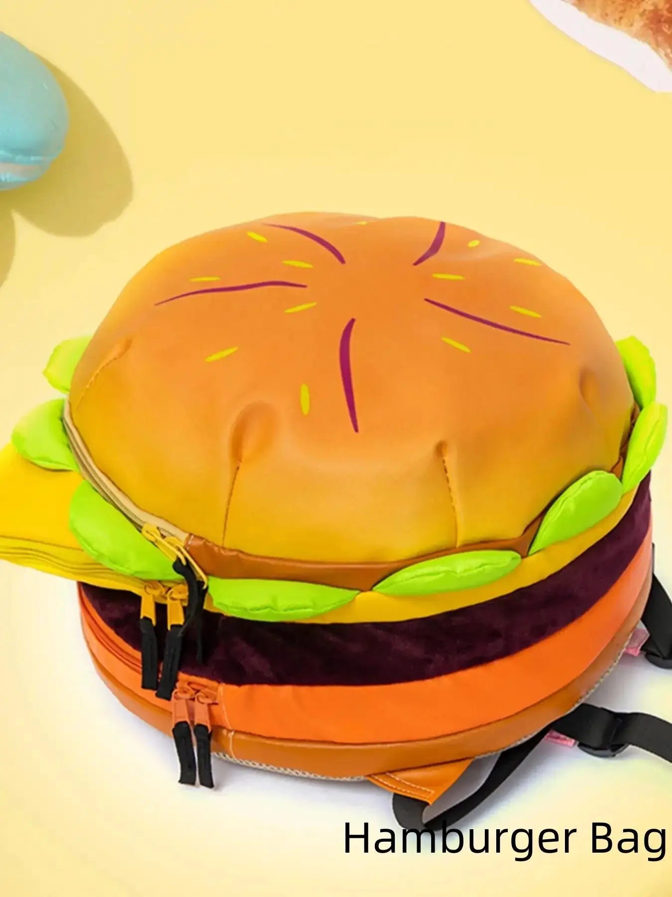 Women's Fashionable Novelty Hamburger Design Backpack, Cute Large Volume Backpack with Adjustable Strap for Daily Used, Cute Student School Book Bag,