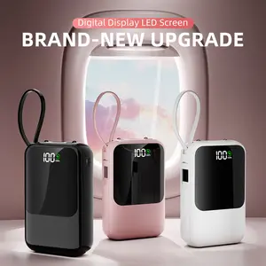10000mAh portable charger.Equipped with three charging cables.Compact and lightweight phone portable power bank.Mini and portable design.Ideal for camping, picnics, parties, gatherings, fishing, and travel.Say goodbye to low-battery anxiety.