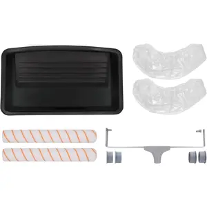 18 Inch Paint Roller Kit for Large Walls & Ceilings, Heavy Duty Frame with 2 Lint-Free Covers & Deep Well Paint Tray with Liners, Professional Painting Tool Set for Fast Coverage