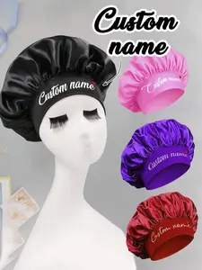 Customized Silk Sleep Cap, Can Print Name, Personalized Silk Sleep Cap For Women, Customizable Satin Sleep Cap, Hair Cap, Curly Hair Silk Sleep Cap, Hat Sleep Cap, Valentine's Day Gift, Birthday Gift, Fashion, Comfortable, Bathroom, Bedroom, Exquisite, Me